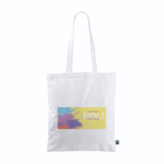 Fairtrade katoenen tas met lange handvatten, tot 6 kg 140 g/m2 kleur wit gedetailleerde weergave