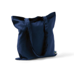 Fairtrade katoenen tas met lange handvatten, tot 6 kg 140 g/m2 kleur marineblauw tweede weergave