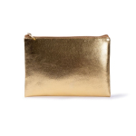 Compacte PU toilettas met gouden afwerking en bijpassende rits kleur goud eerste weergave