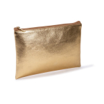 Compacte PU toilettas met gouden afwerking en bijpassende rits kleur goud tweede weergave
