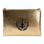 Compacte PU toilettas met gouden afwerking en bijpassende rits kleur goud derde weergave