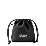 PU toilettas met koordsluiting en optie om als tas te dragen kleur zwart met afdrukgebied