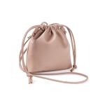 PU toilettas met koordsluiting en optie om als tas te dragen kleur camel tweede weergave