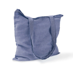 Tote bag van katoen en polyester met lange hengsels 120 g/m2 kleur blauw derde weergave