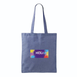 Tote bag van katoen en polyester met lange hengsels 120 g/m2 kleur blauw gedetailleerde weergave
