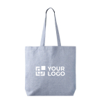 Tote bag van katoen en polyester met lange hengsels 220 g/m2 kleur blauw met afdrukgebied