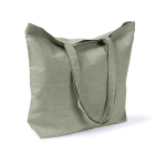 Tote bag van katoen en polyester met lange hengsels 220 g/m2 kleur donkergroen derde weergave