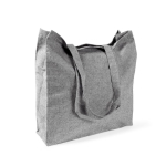 Tote bag van katoen en polyester met jaspé afwerking 240 g/m2 kleur zwart derde weergave