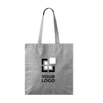 Tote bag van katoen en polyester met jaspé afwerking 240 g/m2 kleur zwart met afdrukgebied
