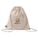 koordrugzakje van Fairtrade katoen 140 g/m2 kleur naturel gedetailleerde weergave