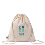 koordrugzakje van Fairtrade katoen 140 g/m2 kleur naturel met afdrukgebied