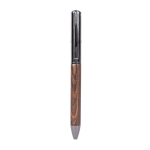 Elegante houten balpen met draaisysteem en blauwe inkt kleur donker hout tweede weergave