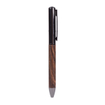 Elegante houten balpen met draaisysteem en blauwe inkt kleur donker hout derde weergave