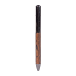 Elegante houten balpen met draaisysteem en blauwe inkt kleur donker hout vierde weergave