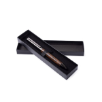Elegante houten balpen met draaisysteem en blauwe inkt kleur donker hout gedetailleerde weergave
