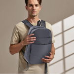 Lichte nylon laptoprugzak met antidiefstalzakje 16'' kleur grijs gedetailleerde weergave 2