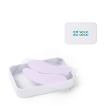 Herbruikbare set van siliconen oogpatches in een doosje kleur wit met afdrukgebied