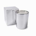 Drie-wik geurige kaars met bloemenaroma in metallic pot kleur zilver tweede weergave