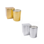 Drie-wik geurige kaars met bloemenaroma in metallic pot kleur goud derde weergave