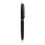 Elegante balpen van roestvrij staal met chromen details en blauwe inkt kleur zwart derde weergave