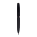 Elegante balpen van roestvrij staal met chromen details en blauwe inkt kleur zwart vierde weergave