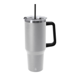 RVS drinkfles van gerecycled staal met rietje en drinkopening 1,2 L kleur grijs  negende weergave