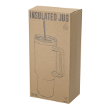 RVS drinkfles van gerecycled staal met rietje en drinkopening 1,2 L weergave met doos