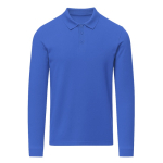 Unisex poloshirt met lange mouwen van katoen 220 g/m² kleur blauw  negende weergave