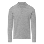 Unisex poloshirt met lange mouwen van katoen 220 g/m² kleur grijs  negende weergave