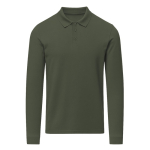 Unisex poloshirt met lange mouwen van katoen 220 g/m² kleur groene fles  negende weergave