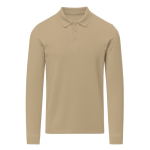 Unisex poloshirt met lange mouwen van katoen 220 g/m² kleur khaki  negende weergave