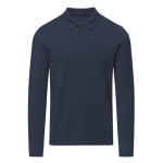 Unisex poloshirt met lange mouwen van katoen 220 g/m² kleur marineblauw  negende weergave