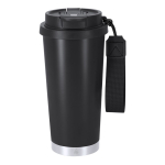 RVS take-awaybeker van gerecycled staal met draagriem 500 ml kleur zwart  negende weergave