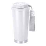 RVS take-awaybeker van gerecycled staal met draagriem 500 ml kleur wit  negende weergave
