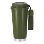 RVS take-awaybeker van gerecycled staal met draagriem 500 ml kleur groen  negende weergave