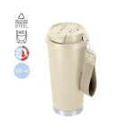 RVS take-awaybeker van gerecycled staal met draagriem 500 ml