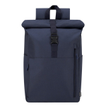 Rolltop rugzak van RPET voor 15'' laptop, geschikt voor trolley kleur marineblauw  negende weergave