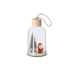 Kerstornament van glas met houten voet