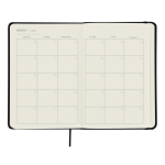 A5 notitieboek met blanco pagina’s en maandplanner in het Engels vijfde weergave