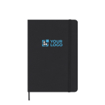A5 notitieboek met blanco pagina’s en maandplanner in het Engels met jouw bedrukking