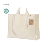 Katoenen draagtas van gerecycled materiaal met vouwbodem 150 g/m²