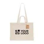 Katoenen draagtas van gerecycled materiaal met vouwbodem 150 g/m² met jouw bedrukking