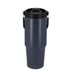 RVS drinkfles van gerecycled staal met handige draaglus 900 ml kleur marineblauw  negende weergave