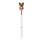 3-kleurige pen met kerstfiguurtje van rubber bovenaan kleur bruin  negende weergave