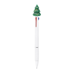 3-kleurige pen met kerstfiguurtje van rubber bovenaan
