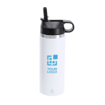 Lekvrije gerecyclede roestvrijstalen fles met rietje 500 ml met jouw bedrukking