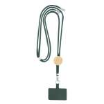 RPET lanyard met bamboe detail en houder voor smartphone kleur donkergroen  negende weergave
