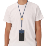 RPET lanyard met bamboe detail en houder voor smartphone vijfde weergave
