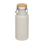 Enkelwandige RVS drinkfles van 550 ml met stijlvolle bamboe dop kleur zand