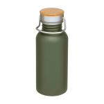 Enkelwandige RVS drinkfles van 550 ml met stijlvolle bamboe dop kleur donkergroen